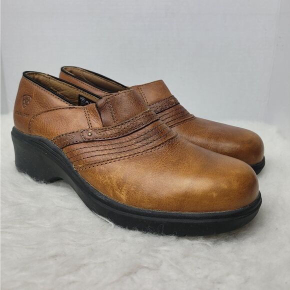 Ariat Women's Clogs Work Steel Toe Safety Shoes Brown Slip Resistant Size 10B - Picture 1 of 10